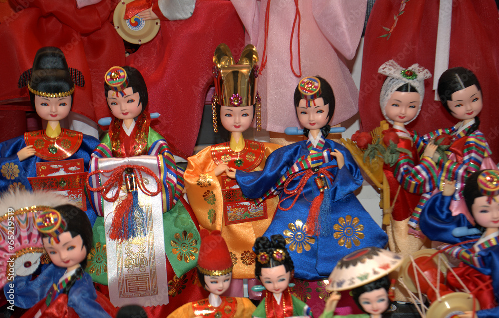 Naklejka premium Traditional dolls, Seoul, Korean Republic