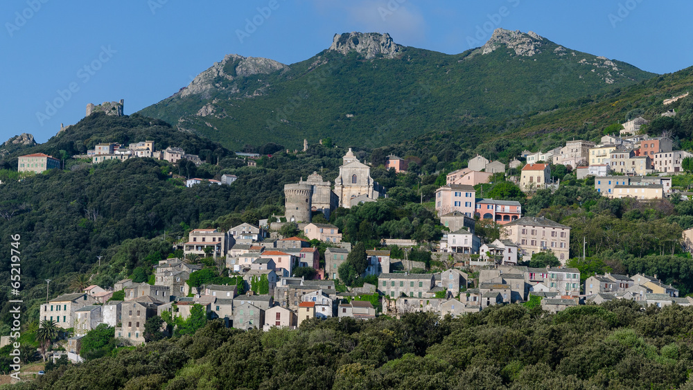 Corsican village - France - houses and Genovese tower