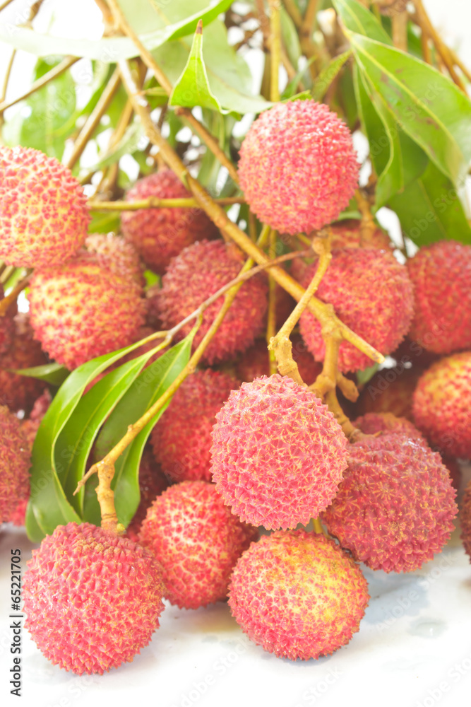 Pile of lychee at market. Pile of lychee at market.
