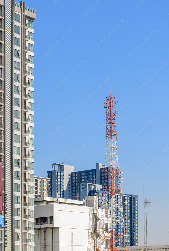 landscape building with mobile phone tower landscape building with mobile phone tower