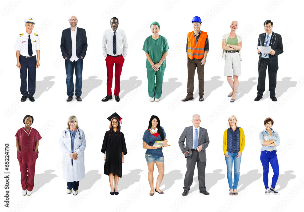 Multi-Ethnic Group of People and Diverse Jobs Concept