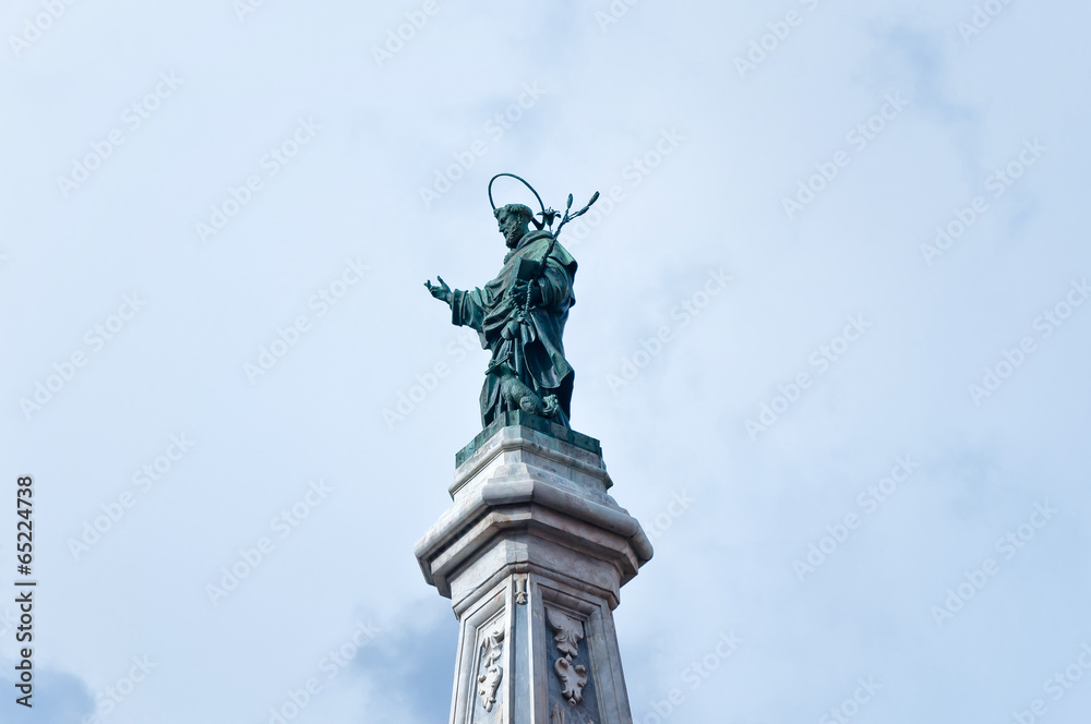Saint Dominic statue and obelisk in Naples, Italy Saint Dominic statue and obelisk in Naples, Italy