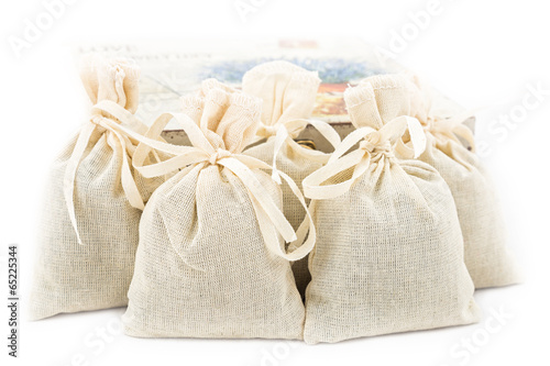 Textile sachet pouches