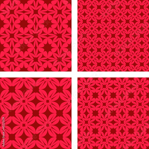 Red seamless pattern background set