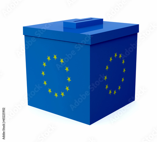 ballot box colored with european flag