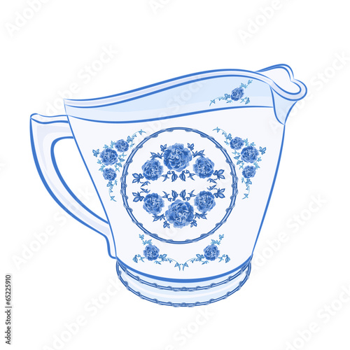 Milk jug faience part of porcelain vector