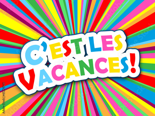 Carte "C'EST LES VACANCES" (bonnes été plage soleil congés vive)