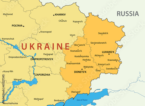 Donetsk and Lugansk regions of Ukraine - vector map photo