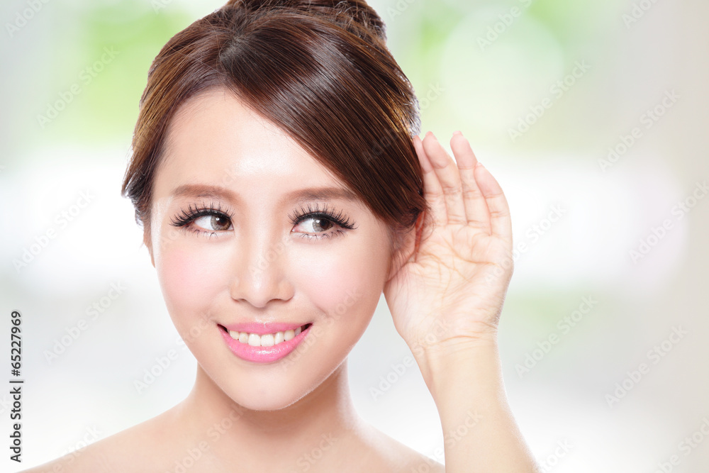 happy woman with health skin talk to you happy woman with health skin talk to you