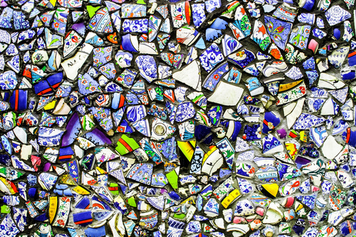 Wall Mural Colorful wall from broken pottery