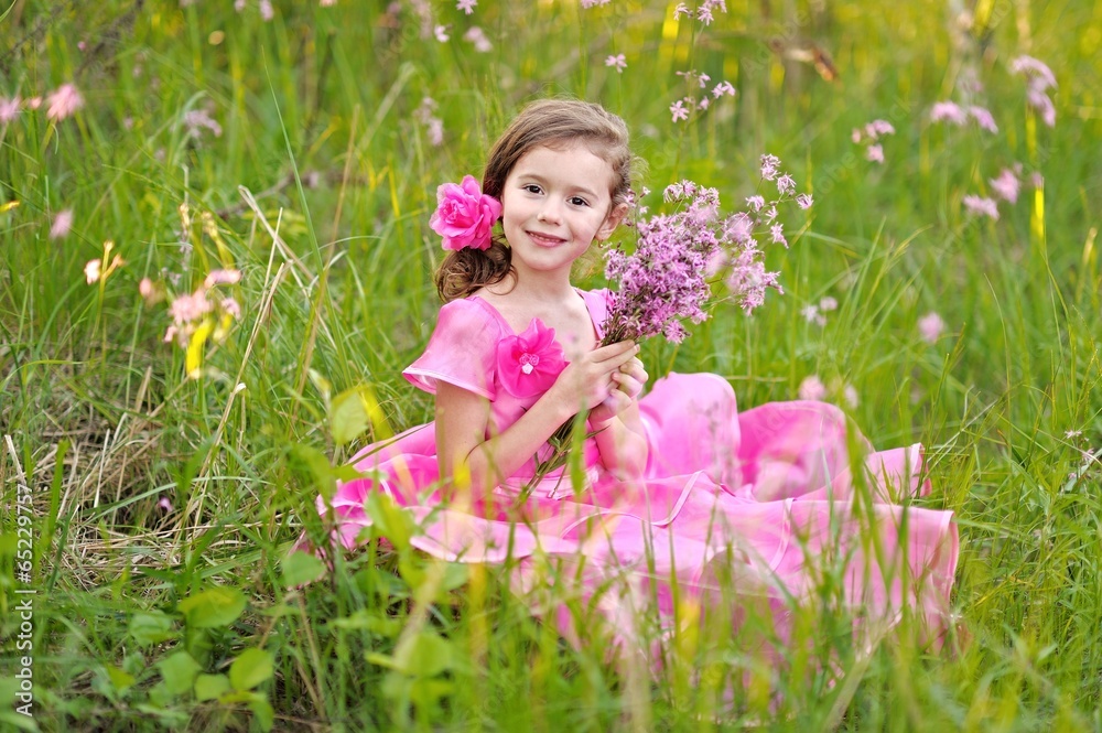 portrait of little girl outdoors in summer portrait of little girl outdoors in summer