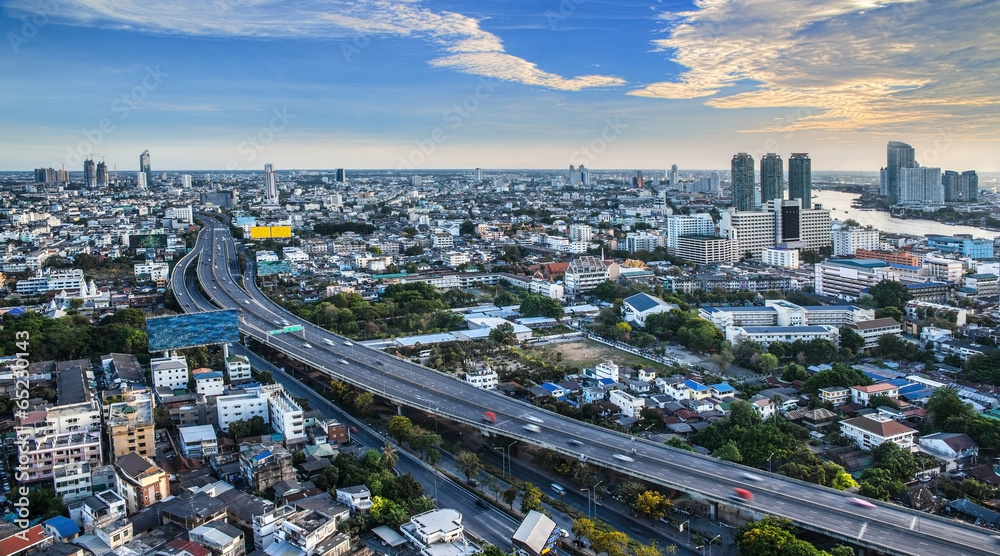 Fototapeta premium Urban City Skyline, Bangkok, Thailand.