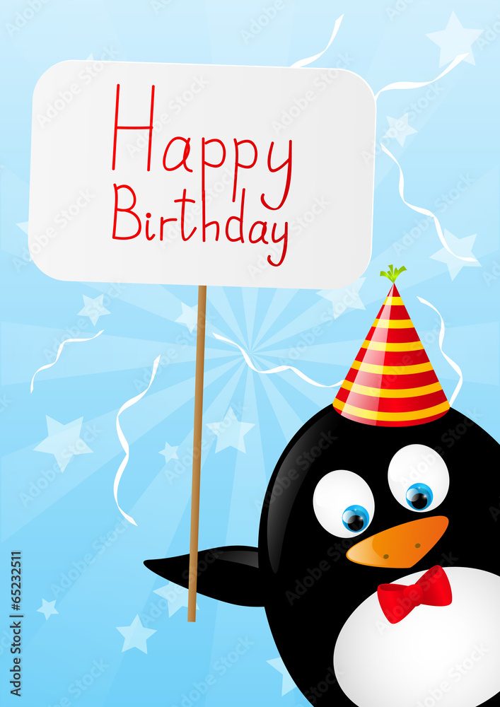 Funny penguin with paper card Funny penguin with paper card