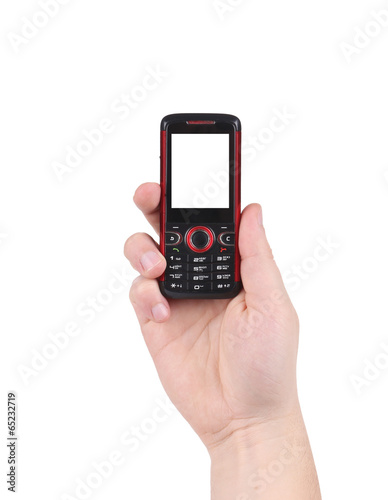 Wallpaper Mural Hand holds red-black cell phone. Torontodigital.ca