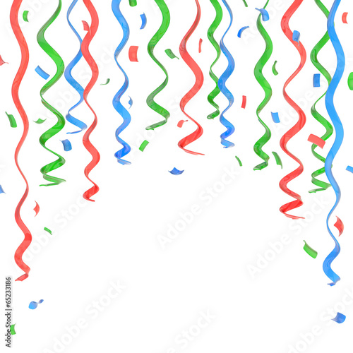 Confetti and serpentine composition isolated