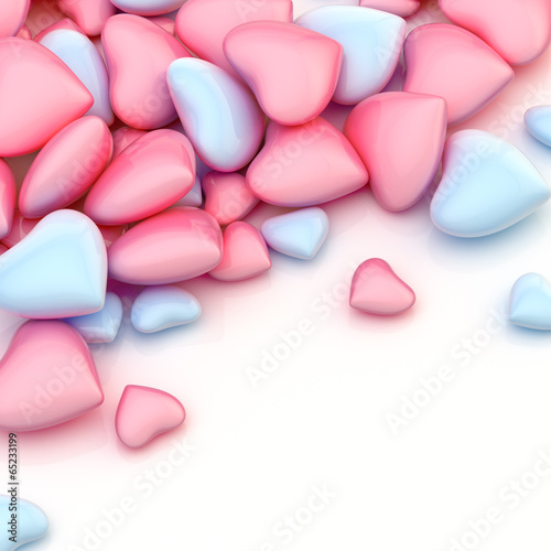 Pile of hearts over a surface