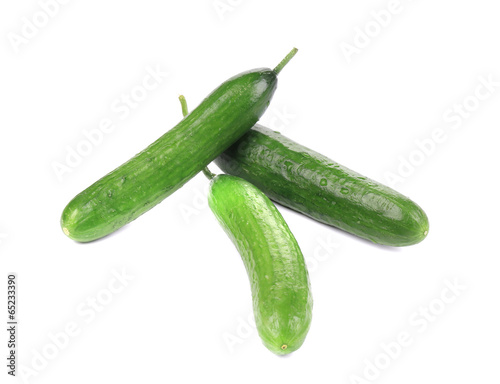 Three fresh cucumbers.