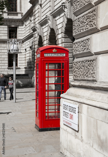 Red telephone box in the city of Westmunster  London