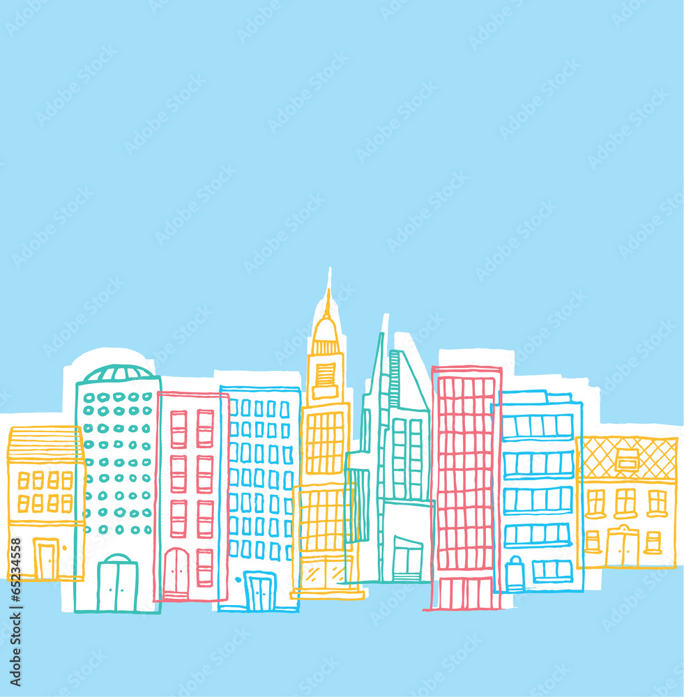 Color buildings in playful city