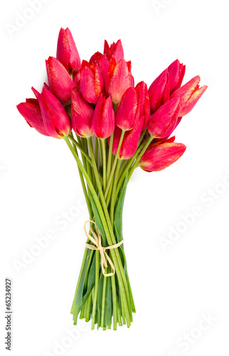 Fototapeta Naklejka Na Ścianę i Meble -  bunch of red tulips isolated on white