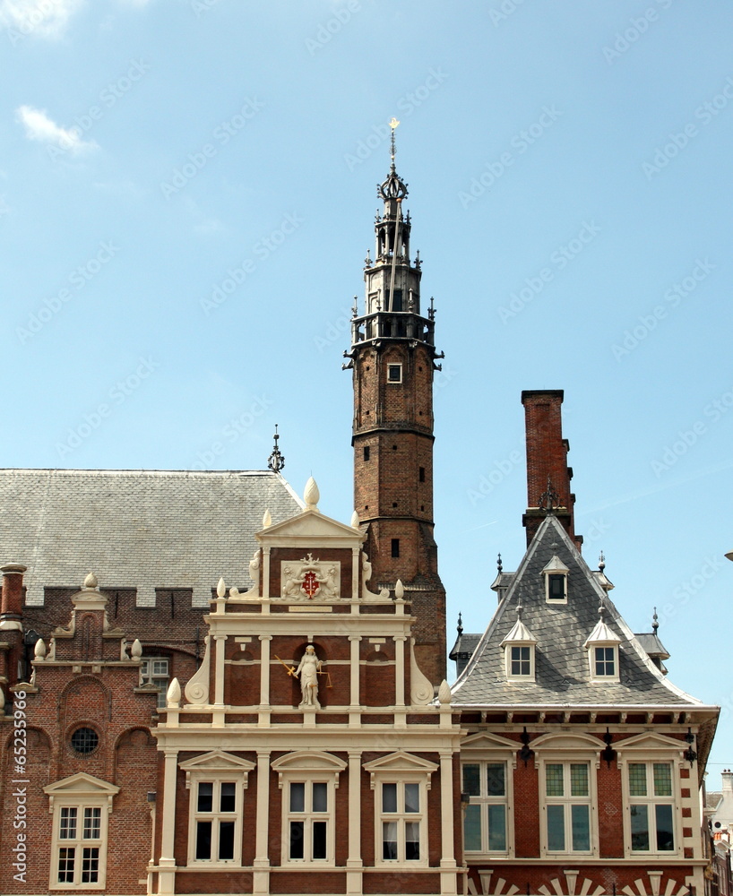The facade of the old town hall in Haarlem