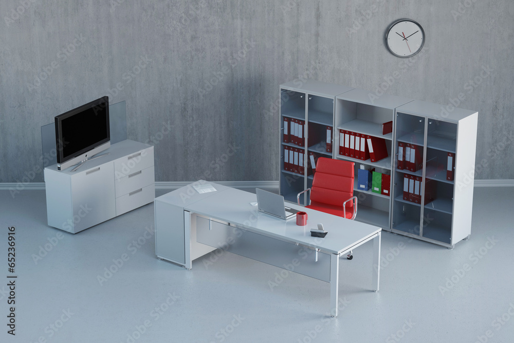 Leeres modernes Büro mit Schreibtisch Leeres modernes Büro mit Schreibtisch