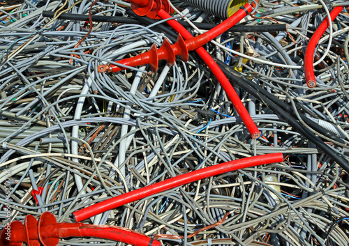 skein of copper wires in a controlled landfill