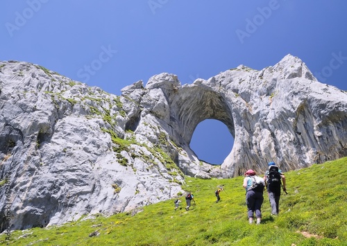 Family on a mountain path