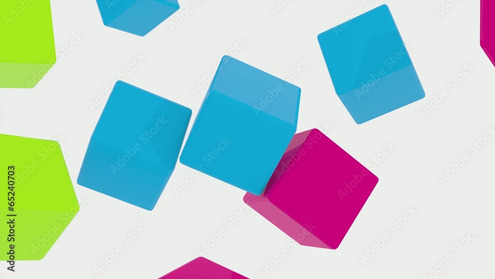 3D animation COLORED CUBES BOUNCING AND SPINNING 03