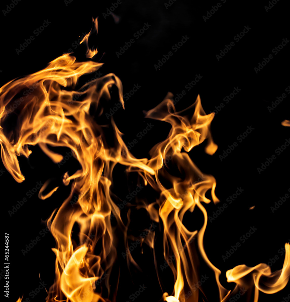 flame fire on black background flame fire on black background