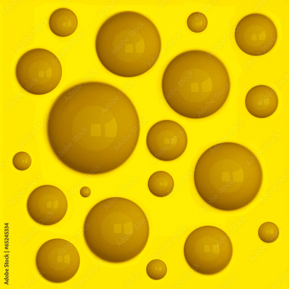 Yellow porous cheese background, 3d