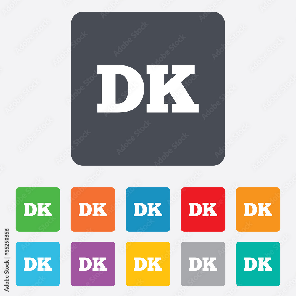 Denmark language sign icon. DK translation. Denmark language sign icon. DK translation.