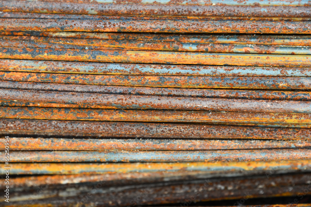 Rusty rebar steel closeup