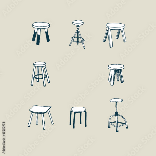 Hand drawn vector illustration of stool. Isolated.