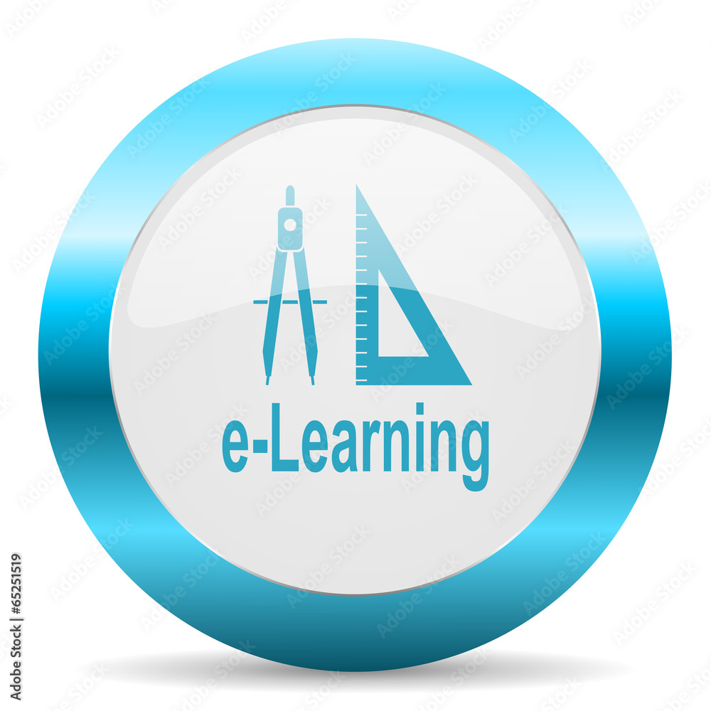 larning blue glossy icon