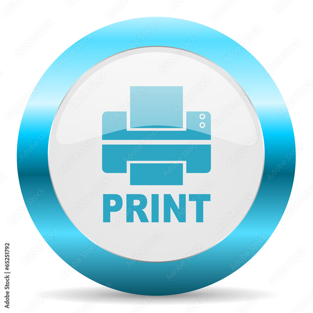 printer blue glossy icon printer blue glossy icon