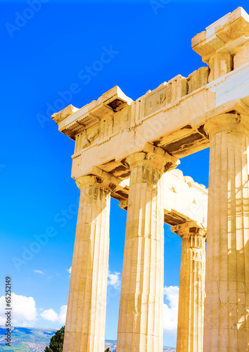 Details of Parthenon temple in Athens Greece