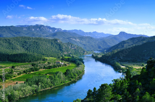 Ebro River passing through Miravet, Spain