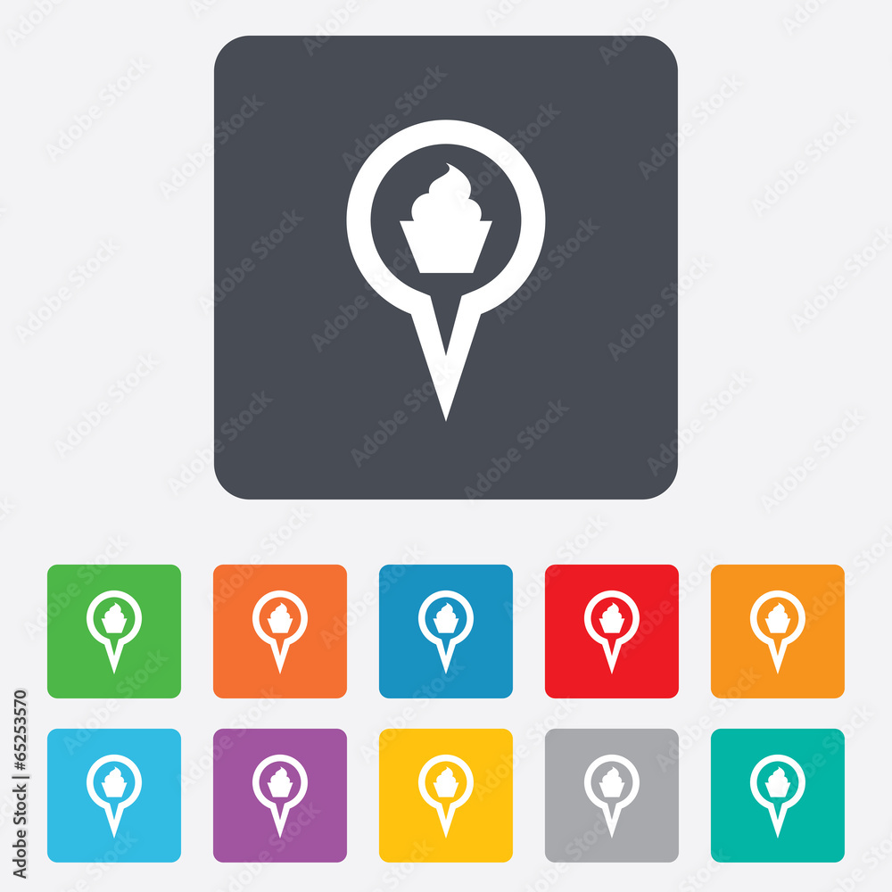 Map pointer food sign icon. Marker symbol. Map pointer food sign icon. Marker symbol.