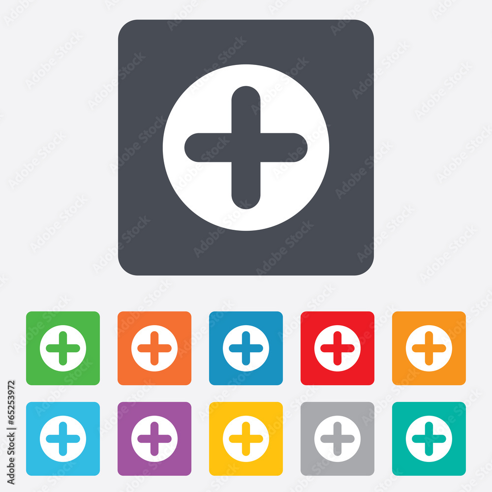 Plus sign icon. Positive symbol.