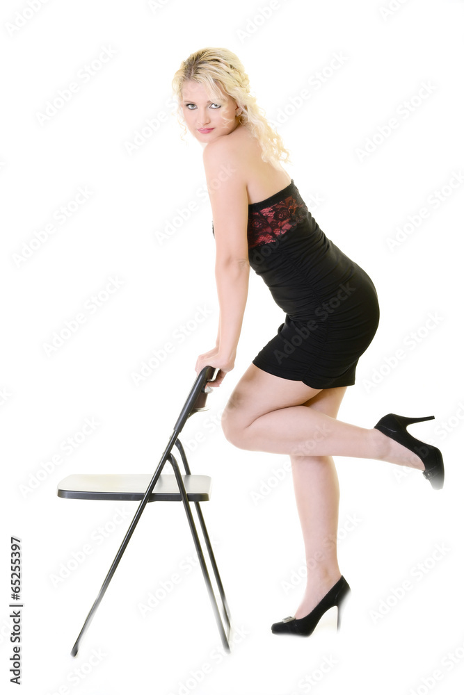 Fototapeta premium La blonde isolé sur fond blanc
