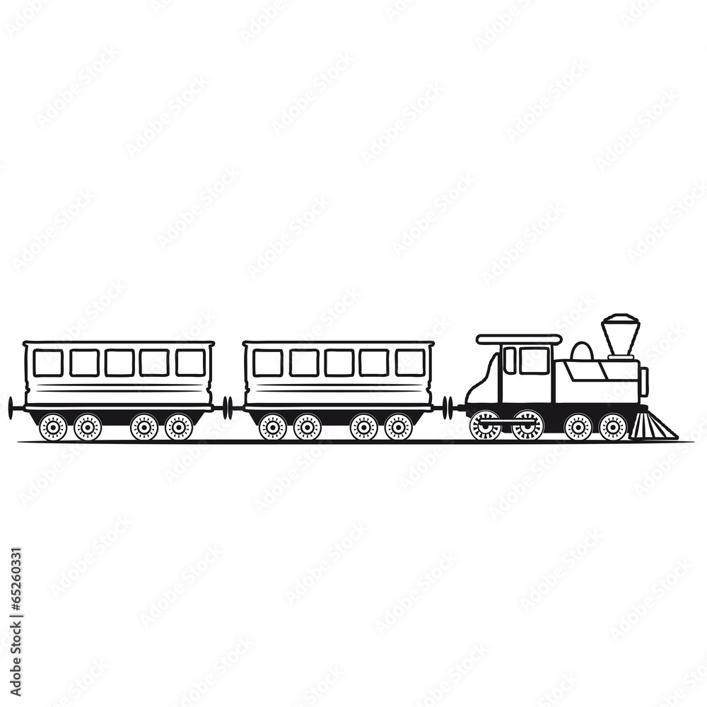  Zug Eisenbahn Dampflok Wagons Stock Illustration 