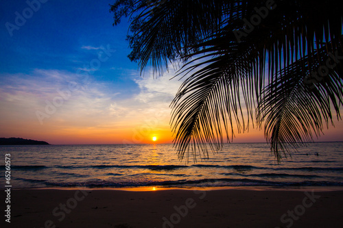 Beautiful sunset at a beach resort in tropics