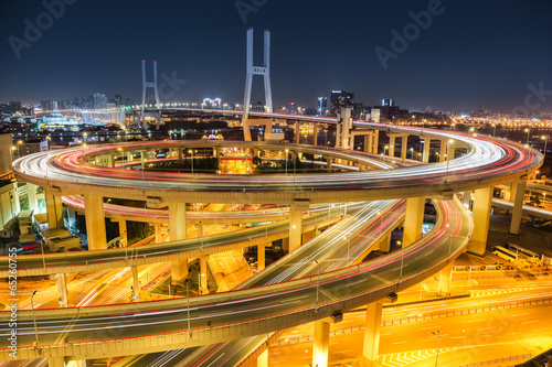 Photography beautiful shanghai nanpu bridge at night
