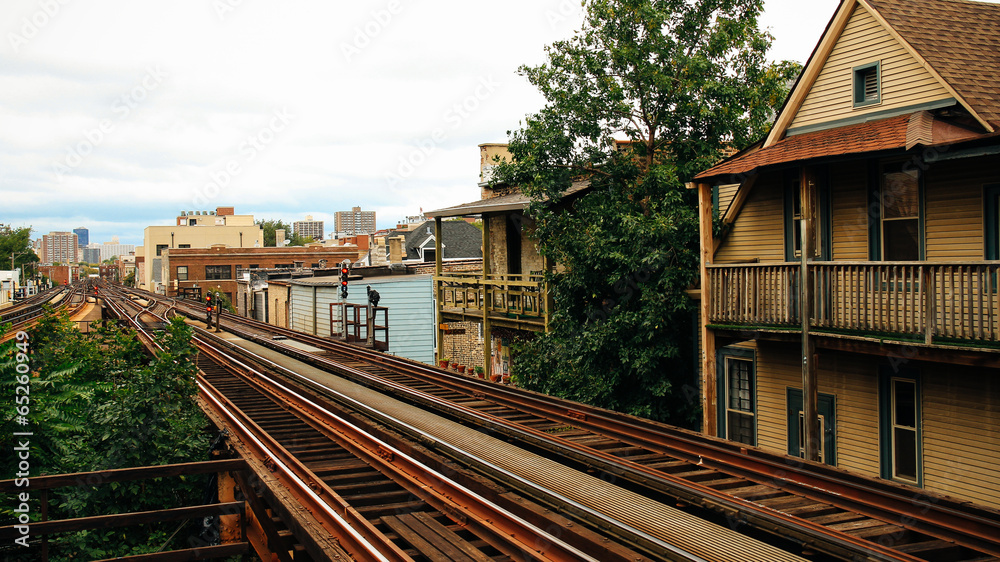 Chicago Train Tracks Houses