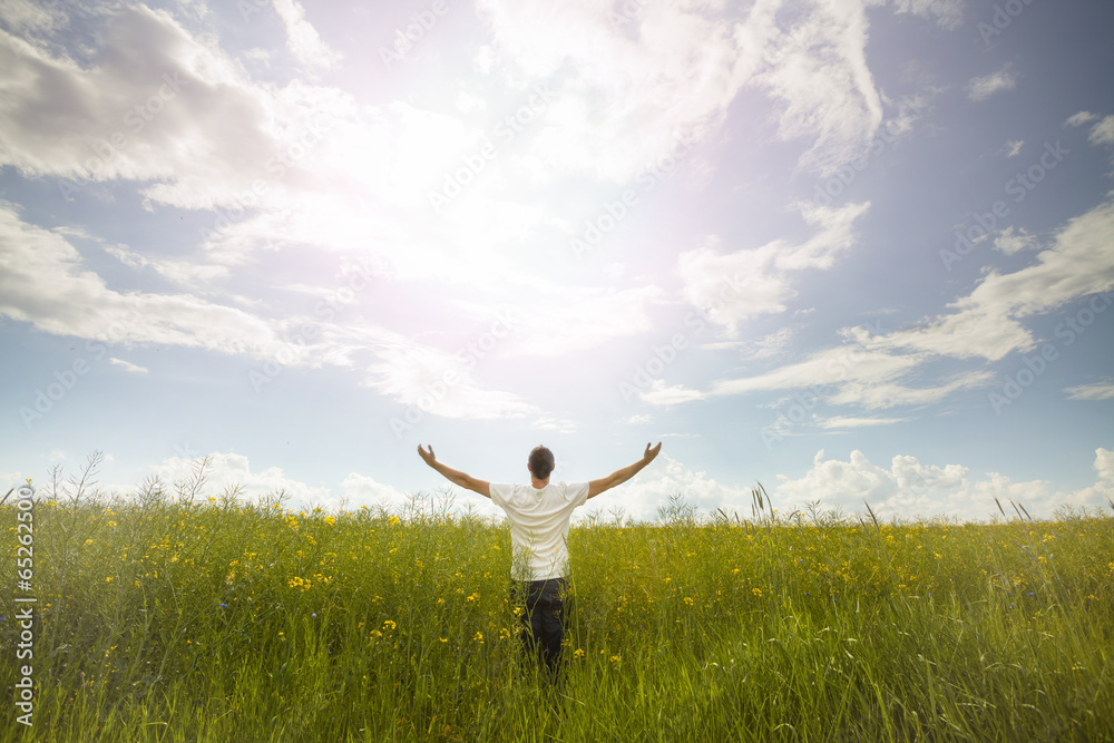 Man in a green field