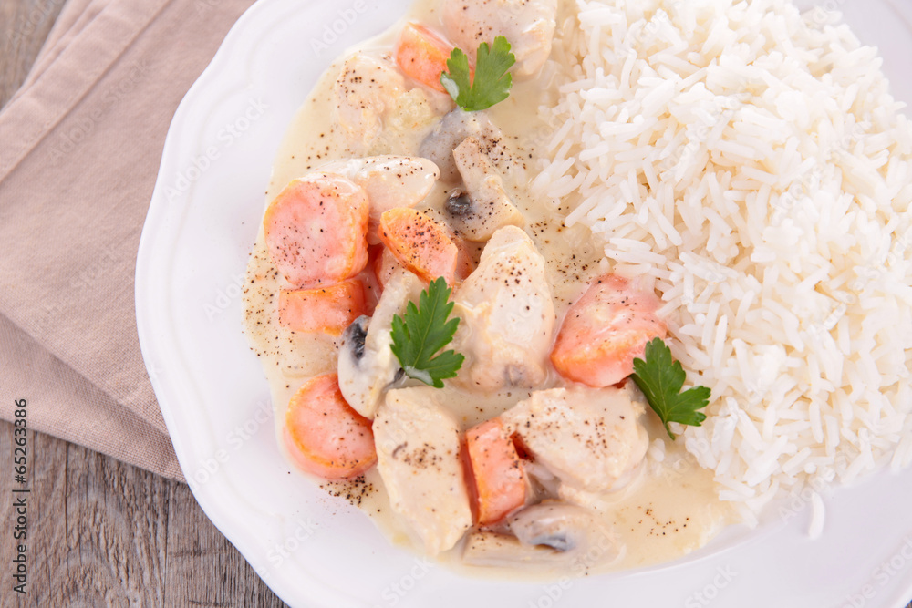 meat cooked with vegetable and cream meat cooked with vegetable and cream