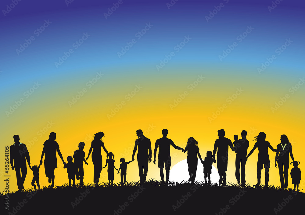 Familien im Sonnenaufgang Familien im Sonnenaufgang