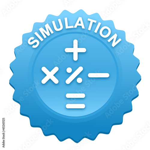 simulation calculatrice sur bouton web denté bleu