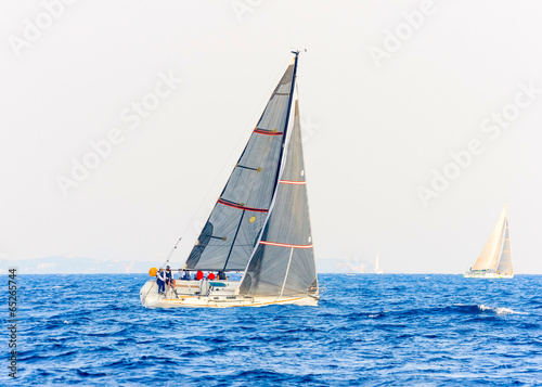 Sailing boat during a regatta out of Poros island in Greece